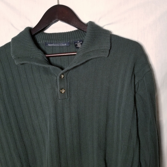 Northern Isles Other - NORTHERN ISLES 1/4 button up dark green sweater L